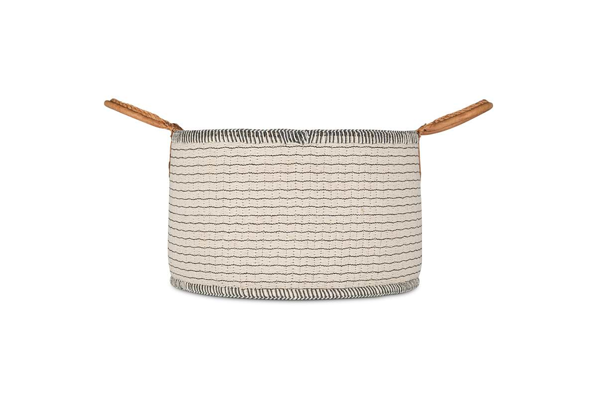 Anjuli Jute & Cotton Basket - Off White & Black-nkuku