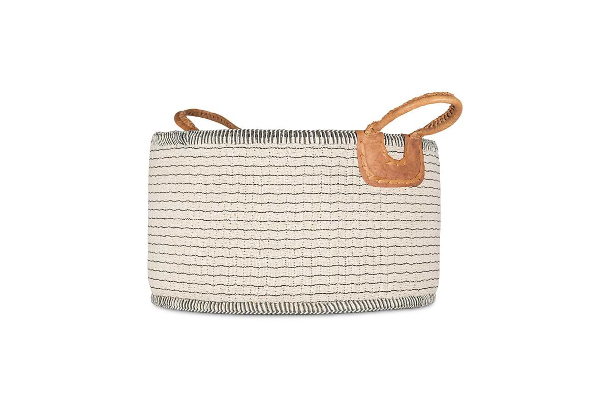 Anjuli Jute & Cotton Basket - Off White & Black-nkuku