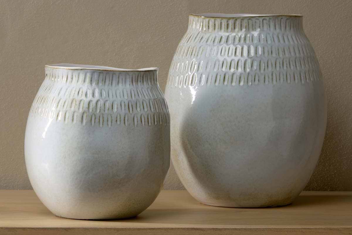 Anjuna Reactive Glaze Ceramic Vase - Off White-nkuku