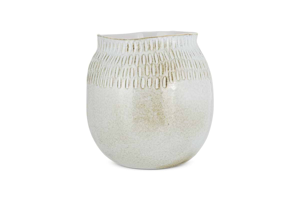 Anjuna Reactive Glaze Ceramic Vase - Off White-nkuku