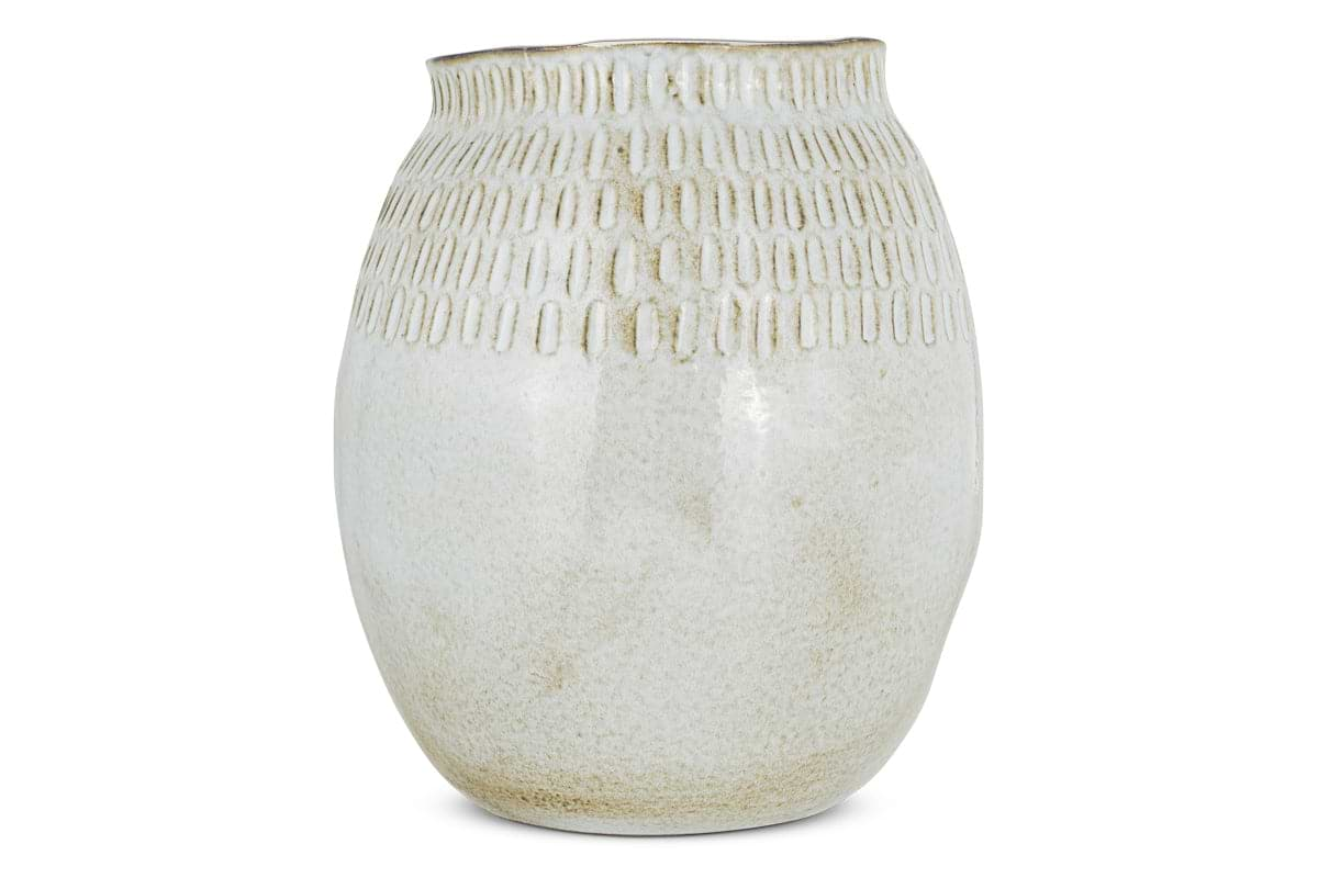 Anjuna Reactive Glaze Ceramic Vase - Off White-nkuku