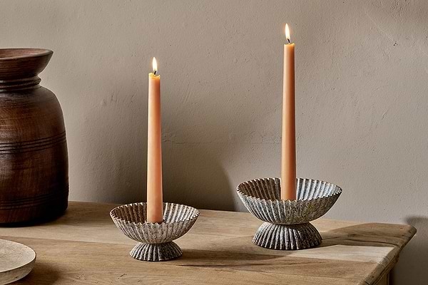 Annalla Rustic Iron Candle Holder - Aged Zinc-nkuku