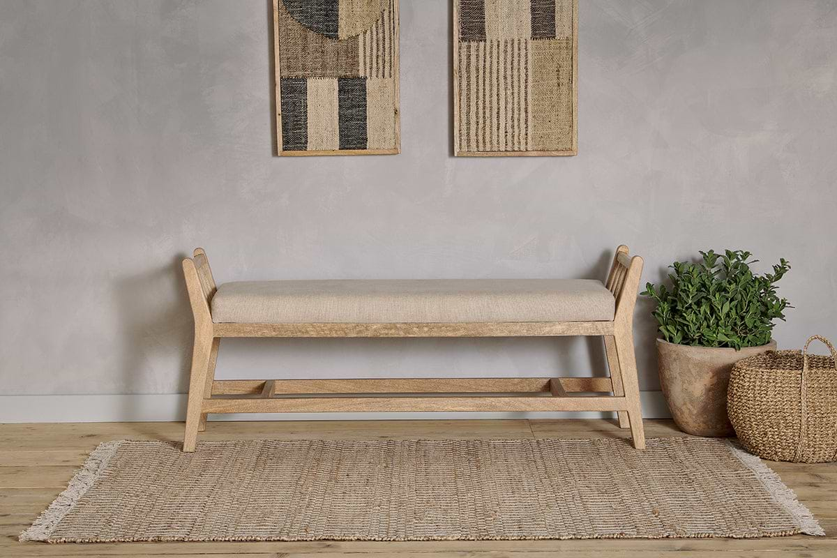 Avanthi Upholstered Sleigh Bench - Natural-nkuku