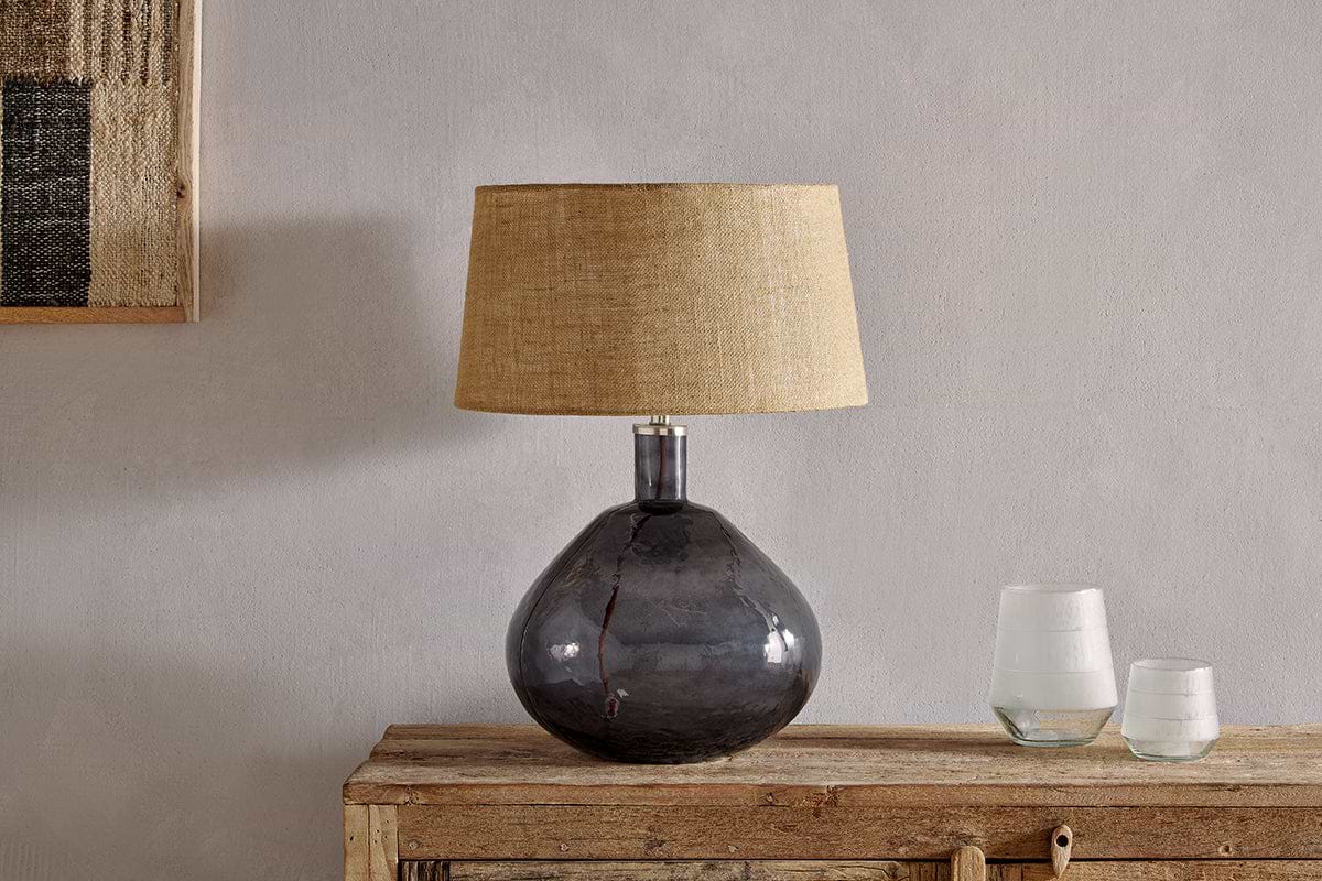 Baba Recycled Glass Table Lamp - Smoke - Large Wide