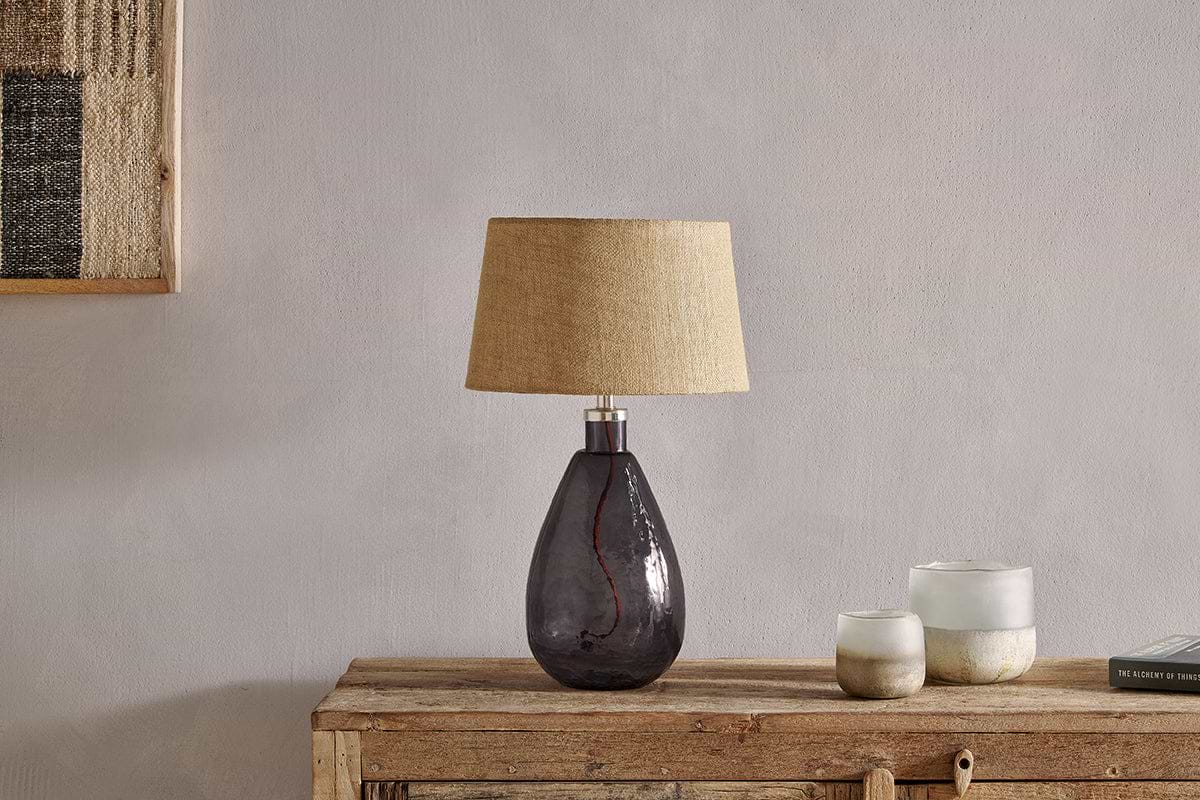 Baba Recycled Glass Table Lamp - Smoke - Small Tall