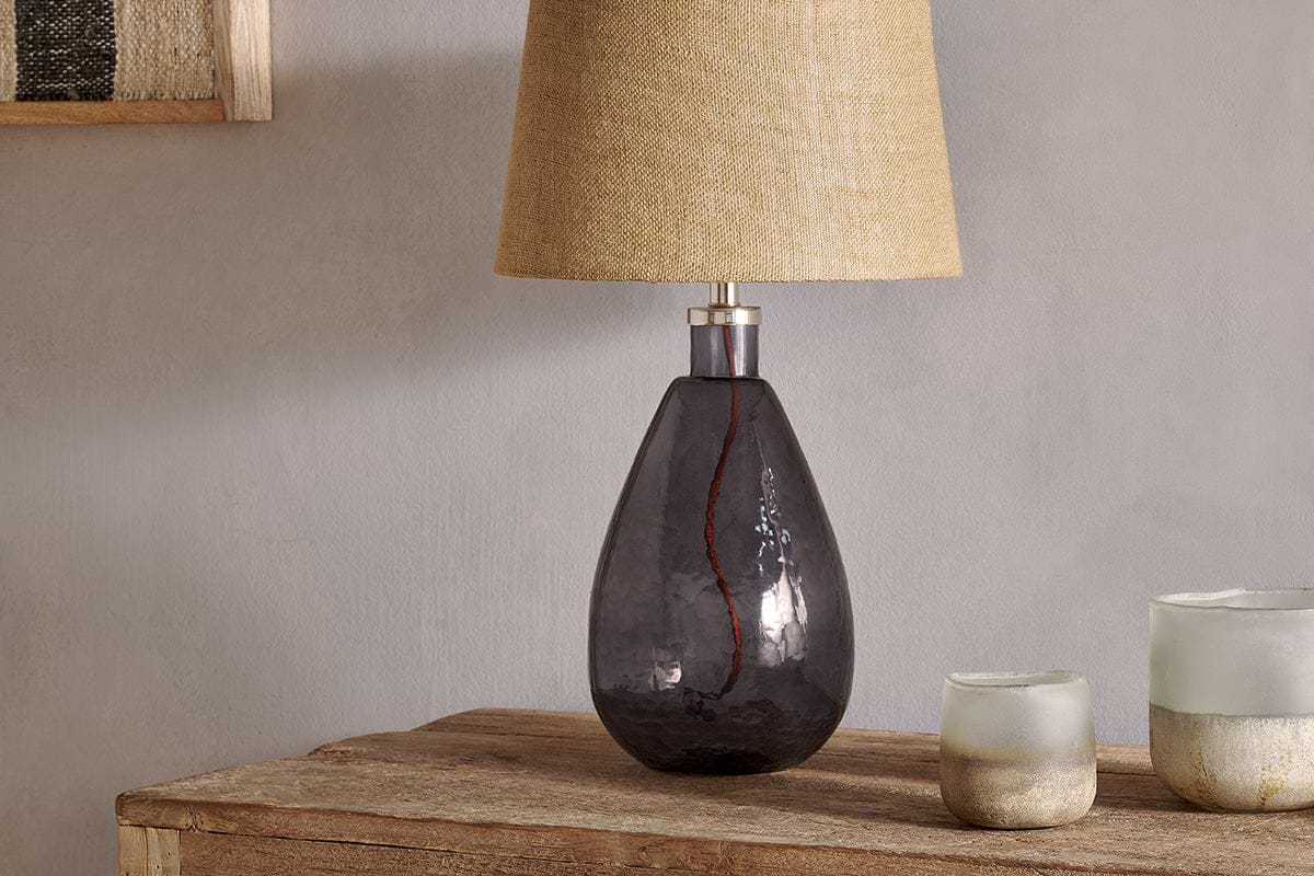Baba Recycled Glass Table Lamp - Smoke - Small Tall