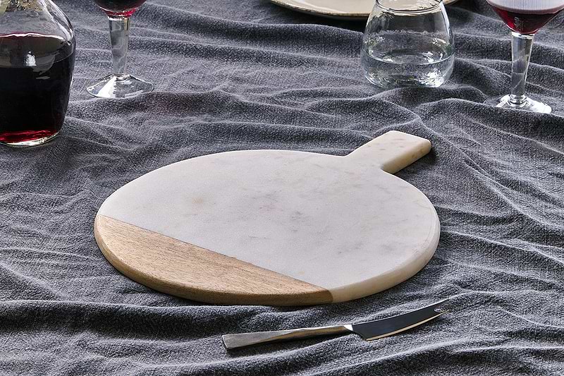 Bwari Round Marble Serving Board - White