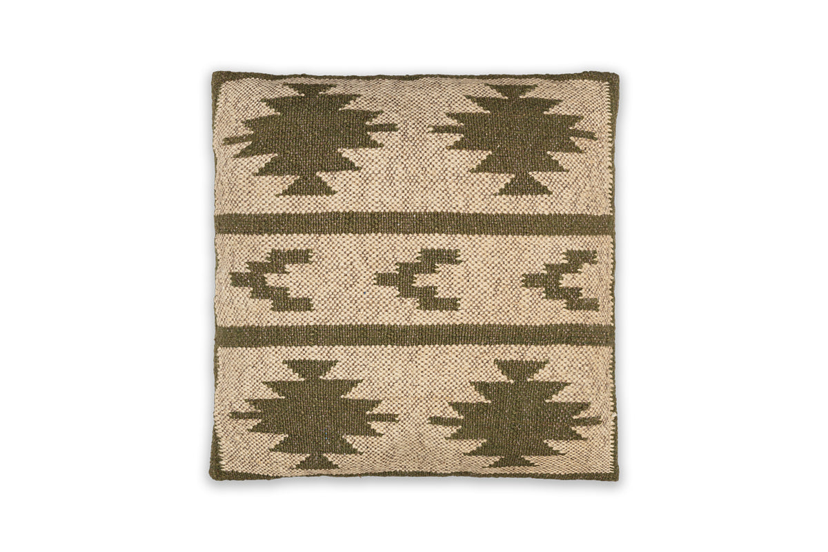 Bhumi Wool & Jute Cushion Cover - Moss Green