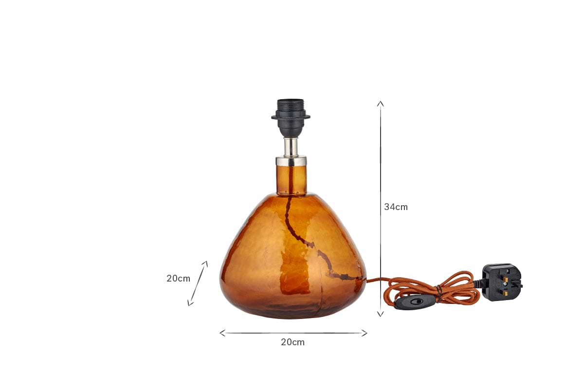 Baba Recycled Glass Lamp - Burnt Amber - Small Wide
