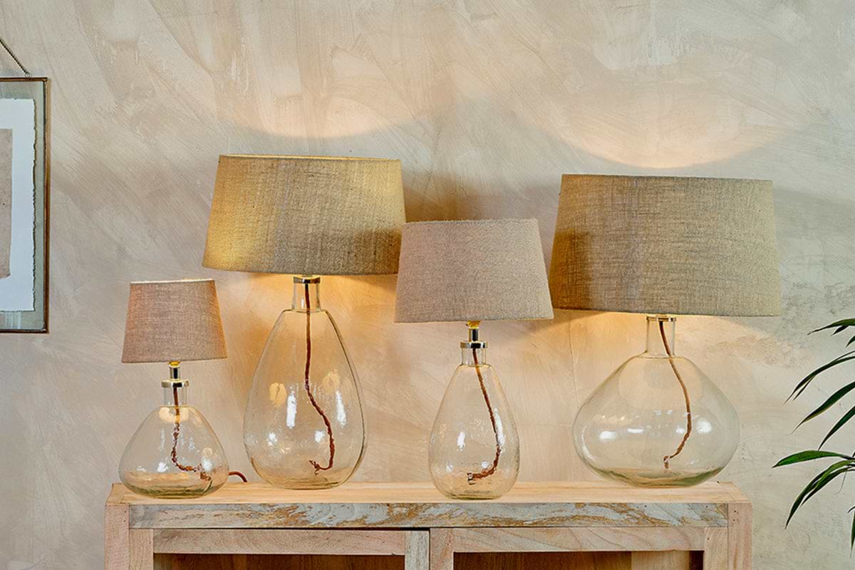 Baba Recycled Glass Lamp Clear Small Tall nkuku