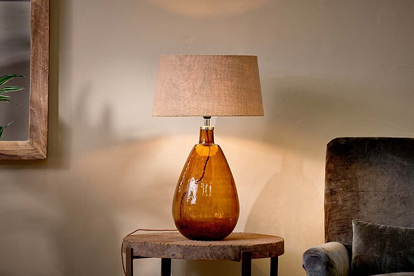 Baba Recycled Glass Lamp - Burnt Amber - Large Tall-nkuku