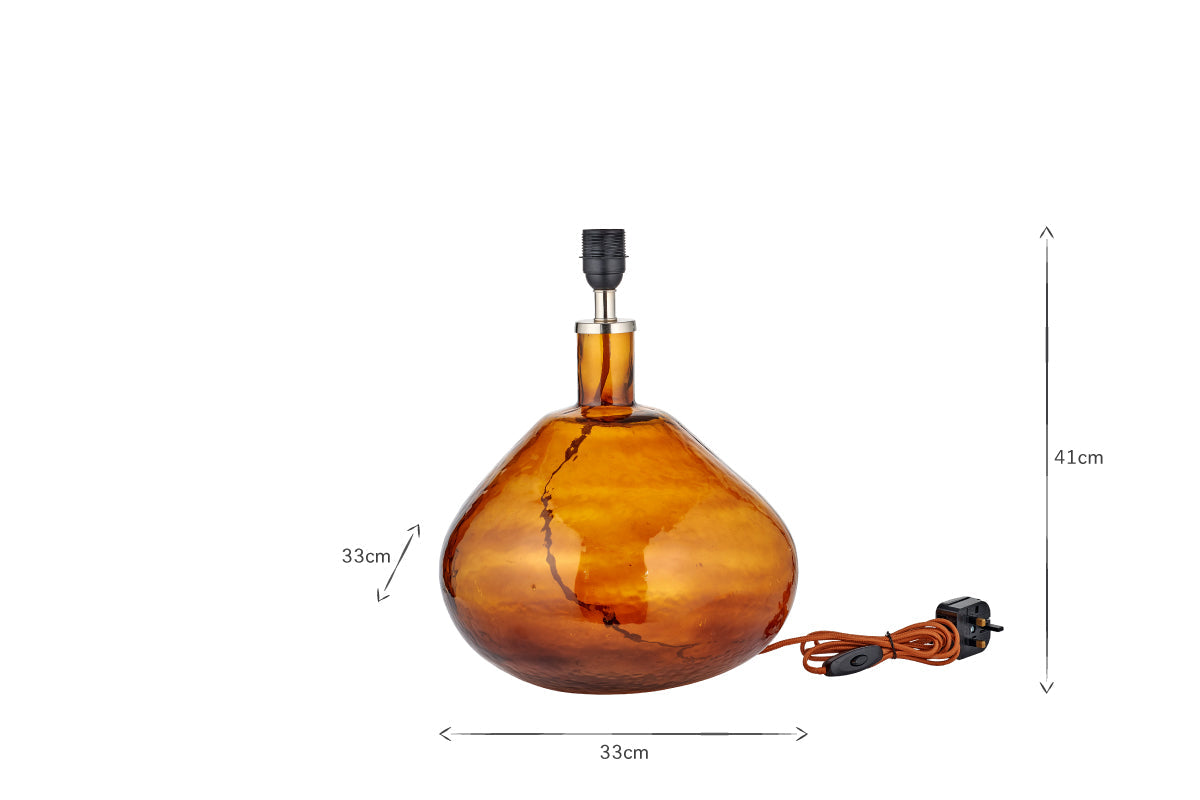 Baba Recycled Glass Lamp - Burnt Amber - Large Wide-nkuku