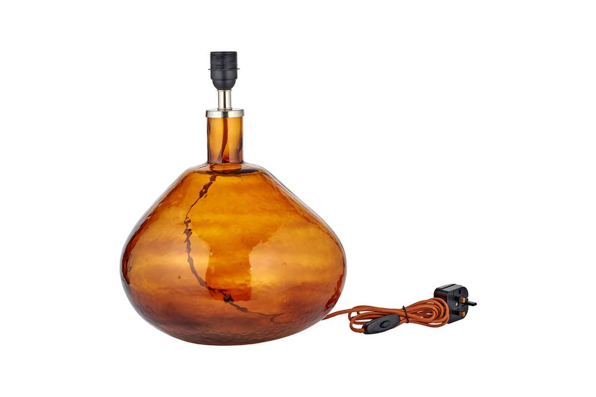 Baba Recycled Glass Lamp - Burnt Amber - Large Wide-nkuku