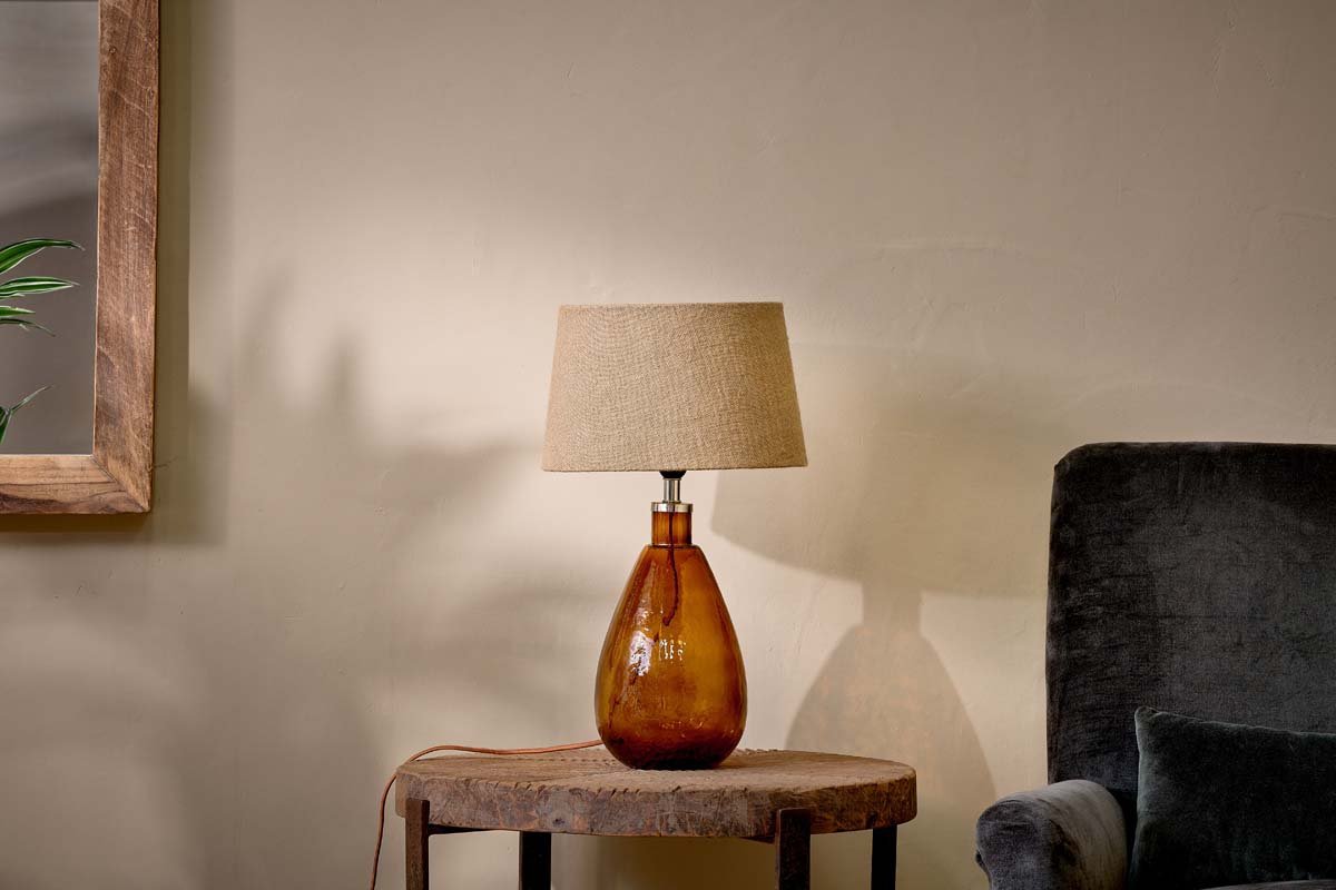 Baba Recycled Glass Lamp - Burnt Amber - Small Tall-nkuku