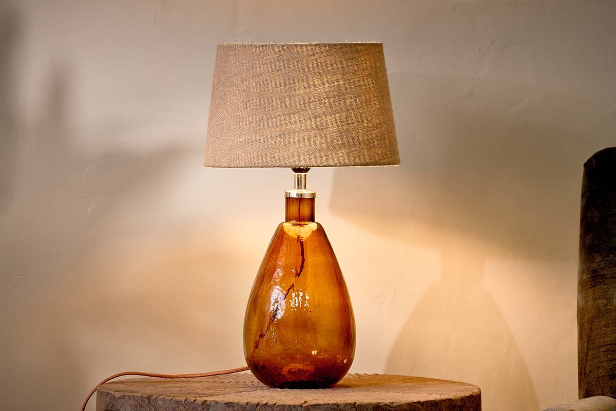 Baba Recycled Glass Lamp - Burnt Amber - Small Tall-nkuku