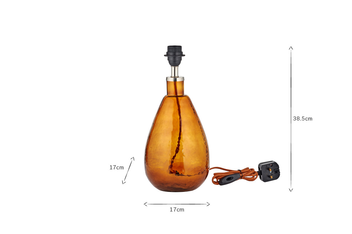 Baba Recycled Glass Lamp - Burnt Amber - Small Tall-nkuku