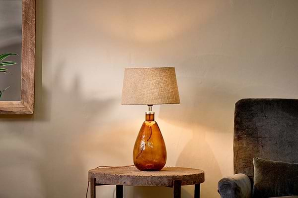 Baba Recycled Glass Lamp - Burnt Amber - Small Tall-nkuku