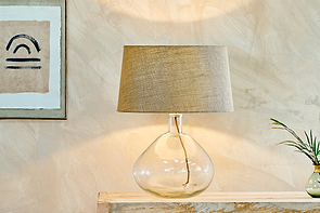 Baba Recycled Glass Lamp - Clear - Large Wide-nkuku