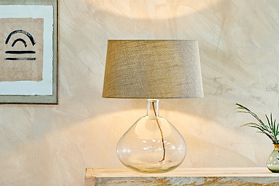 Baba Recycled Glass Lamp - Clear - Large Wide-nkuku
