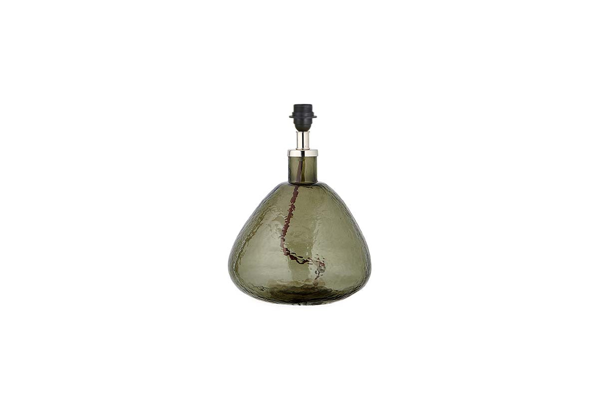 Baba Recycled Glass Lamp - Green - Small Wide-nkuku