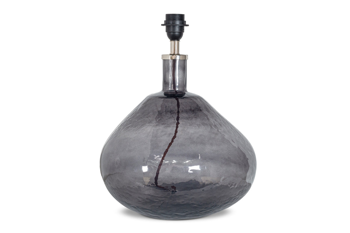 Baba Recycled Glass Table Lamp - Smoke - Large Wide-nkuku