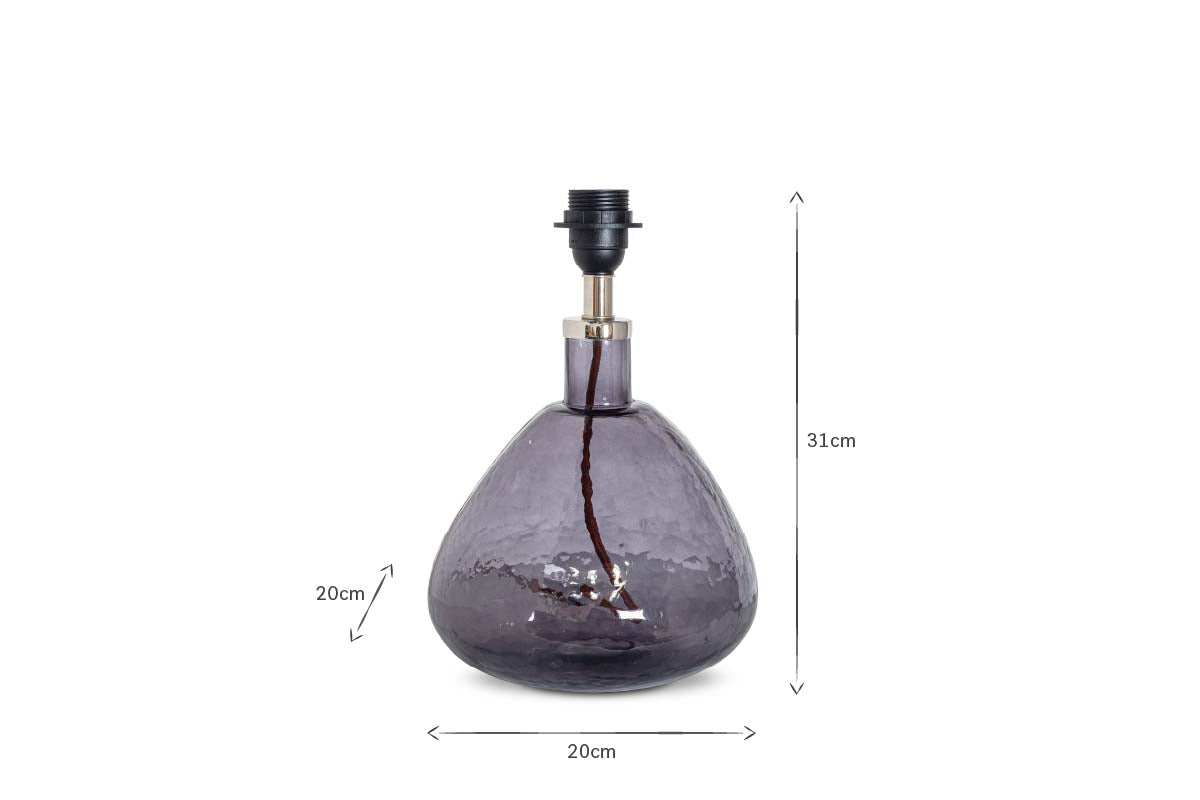 Baba Recycled Glass Table Lamp - Smoke - Small Wide-nkuku