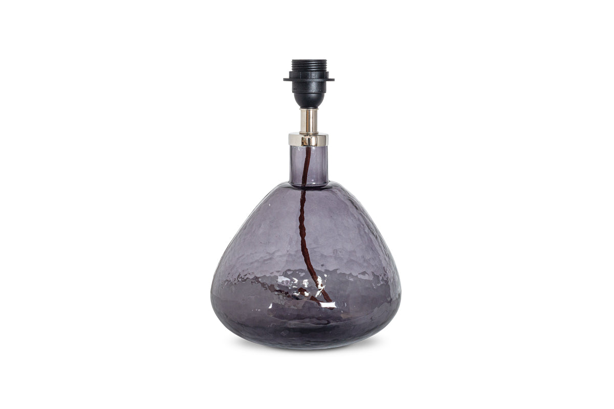 Baba Recycled Glass Table Lamp - Smoke - Small Wide-nkuku