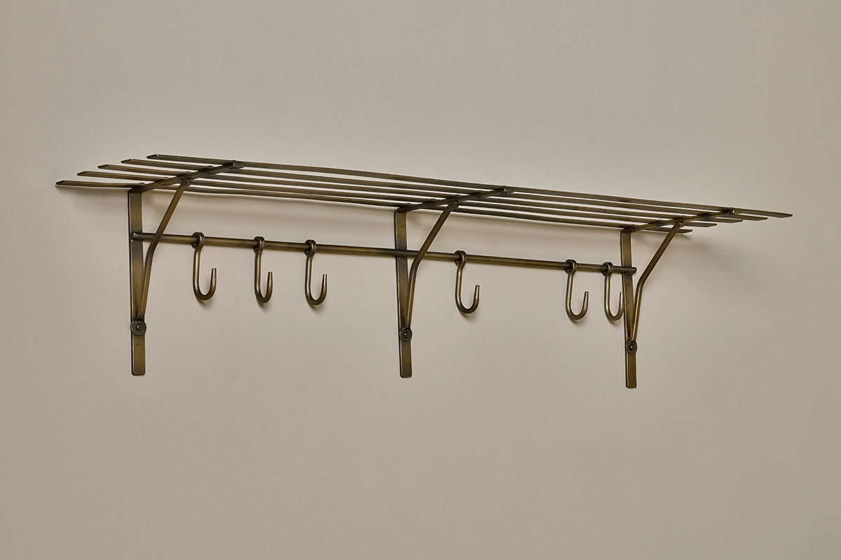 Basti Iron Storage Shelf - Antique Brass-nkuku