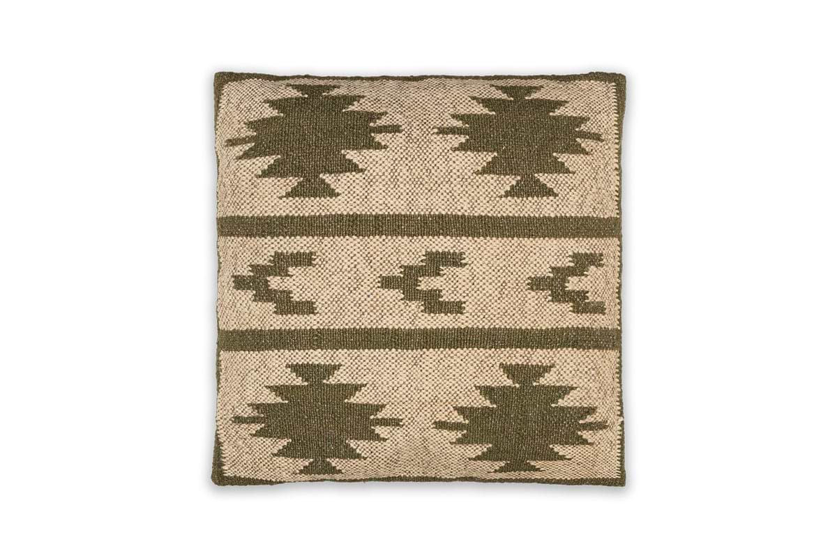 Bhumi Wool & Jute Cushion Cover - Moss Green-nkuku