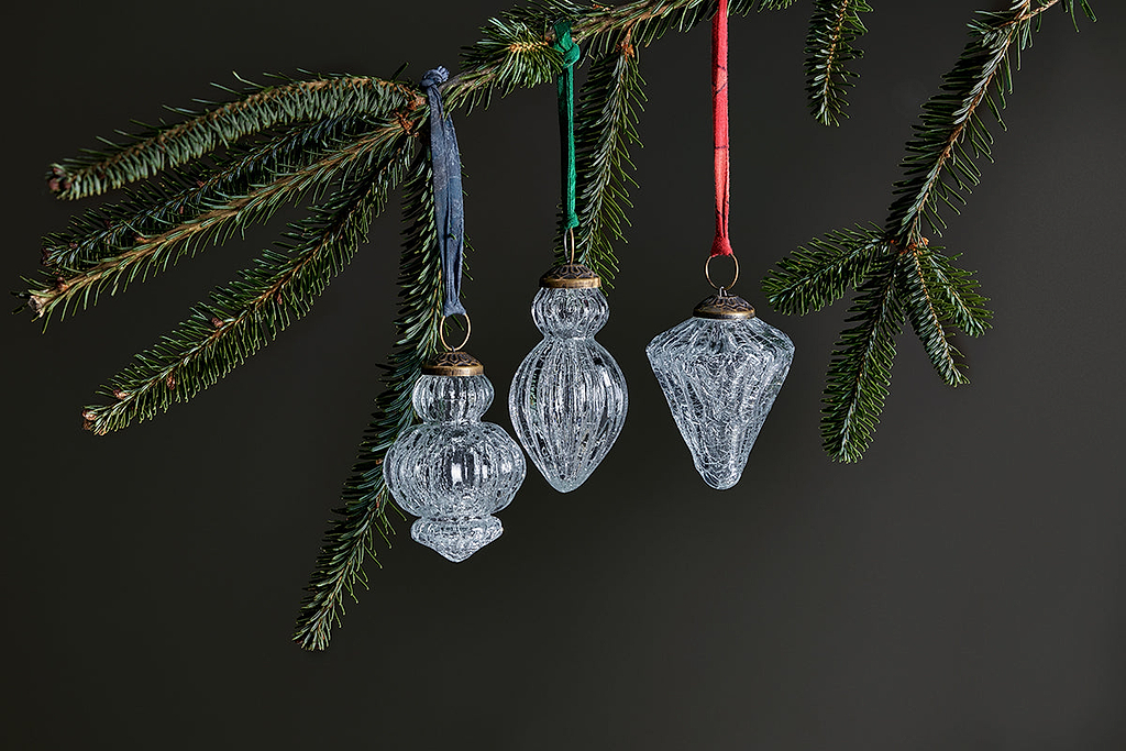 Mercury Glass Christmas Garland, Gold, Silver Bauble, Teardrop