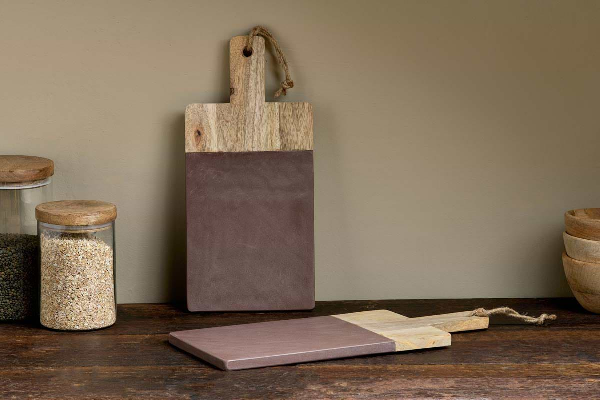 Cassia Mango Wood & Stone Board - Natural-nkuku