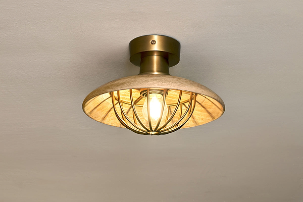 Chakai Wood & Metal Flush Ceiling Light-nkuku