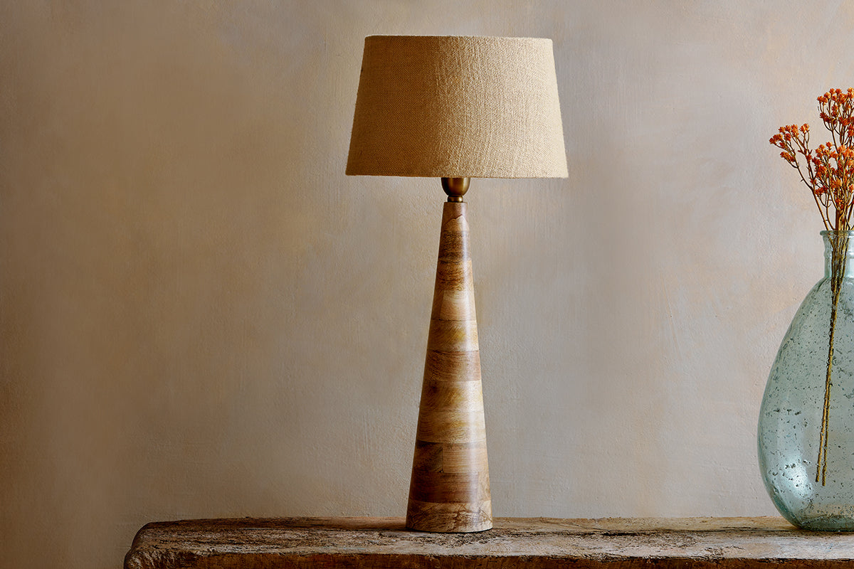 Chameli Mango Wood Table Lamp - Natural-nkuku