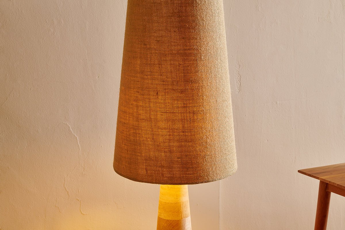 Chameli Tapered Mango Wood Floor Lamp-nkuku