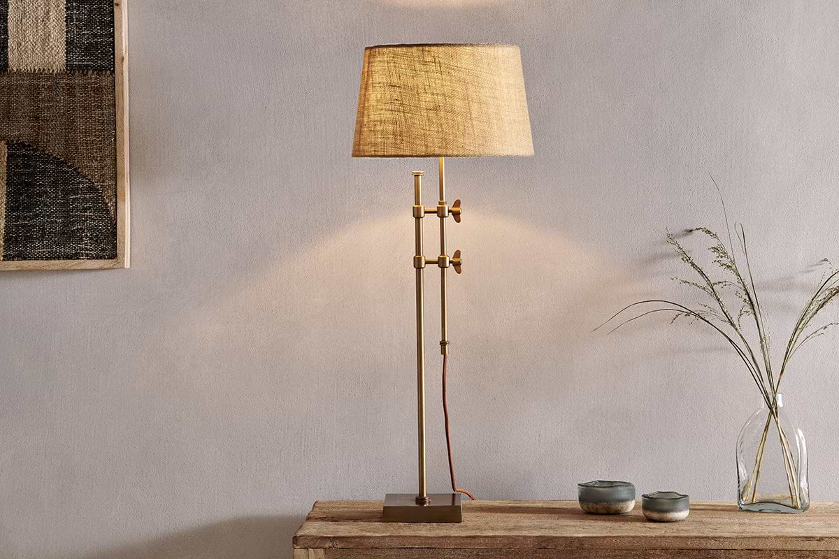 Chintala Iron Table Lamp - Antique Brass-nkuku