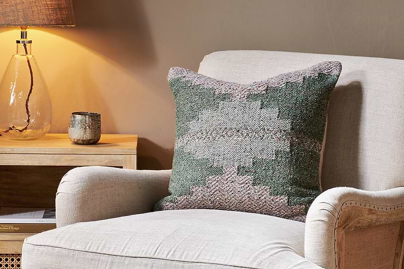 Dhanda Recycled Wool Cushion Cover - Moss & Natural