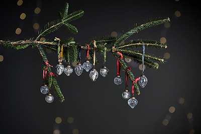 Dew Drop Baubles - Silver & Clear - (Set of 12)