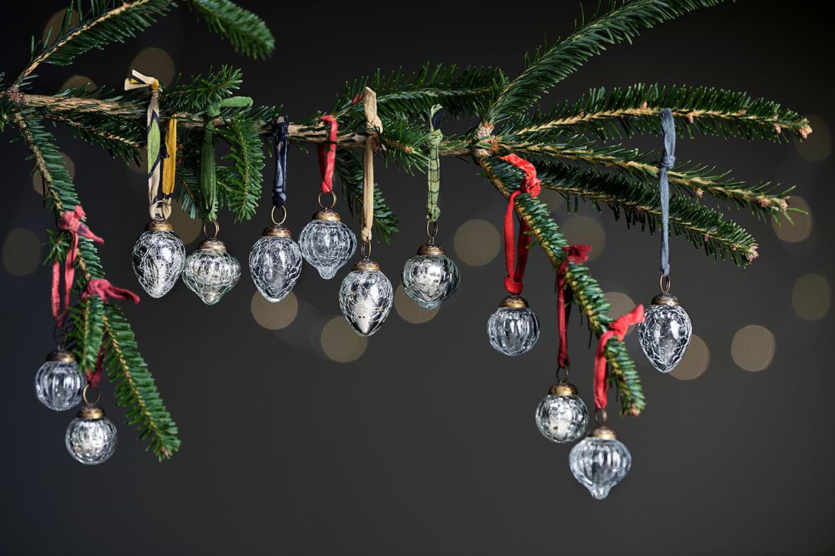 Dew Drop Baubles - Silver & Clear - (Set of 12)