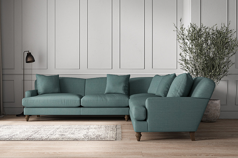 Deni Grand Corner Sofa - Recycled Cotton Airforce