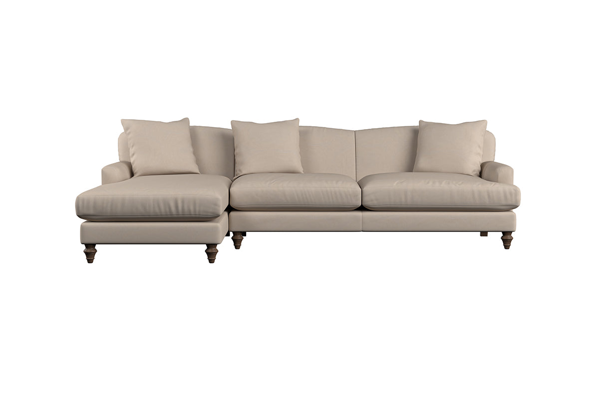 Deni Grand Left Hand Chaise Sofa - Recycled Cotton Airforce