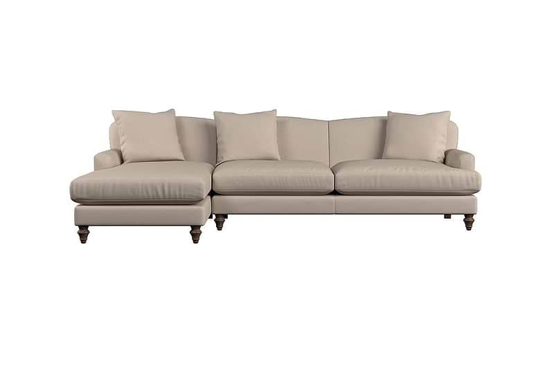 Deni Grand Left Hand Chaise Sofa - Recycled Cotton Lavender