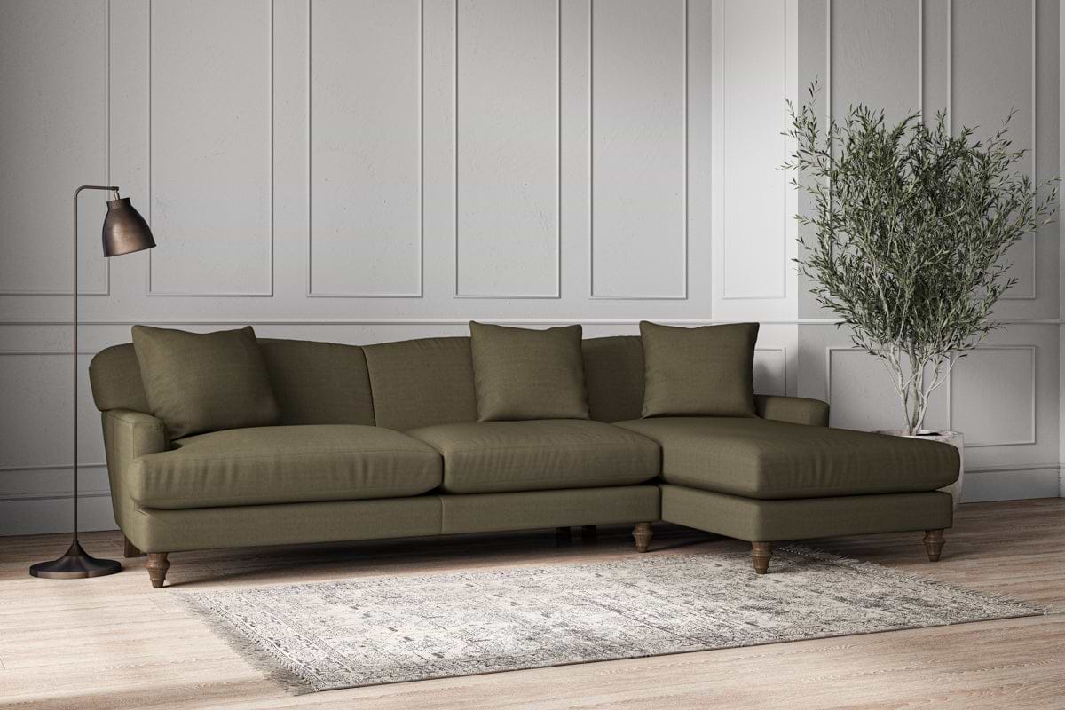 Deni Grand Right Hand Chaise Sofa - Recycled Cotton Fatigue