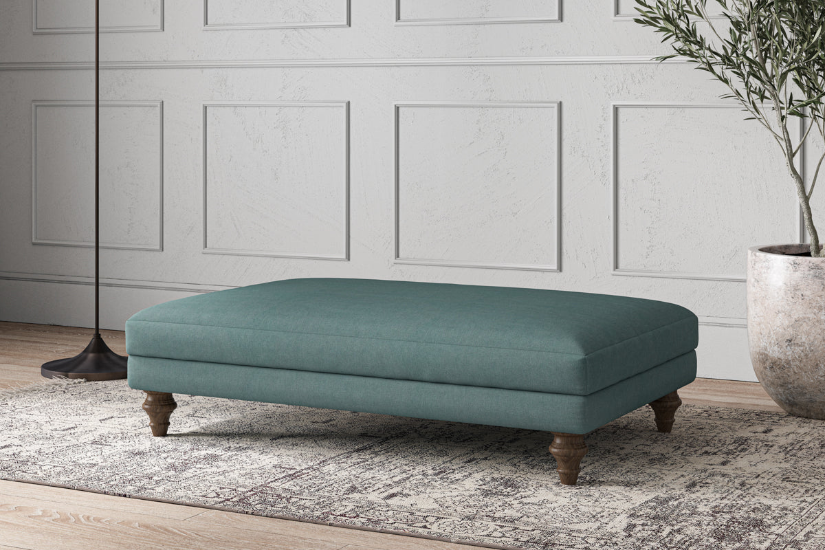 Deni Large Footstool - Recycled Cotton Airforce