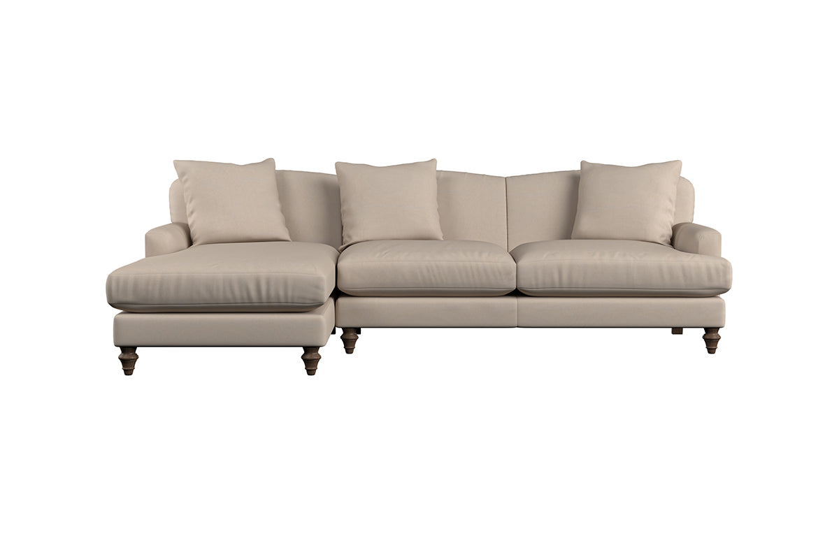 Deni Large Left Hand Chaise Sofa - Recycled Cotton Airforce
