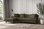 Deni Large Left Hand Chaise Sofa - Recycled Cotton Fatigue