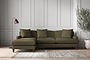 Deni Large Left Hand Chaise Sofa - Recycled Cotton Fatigue