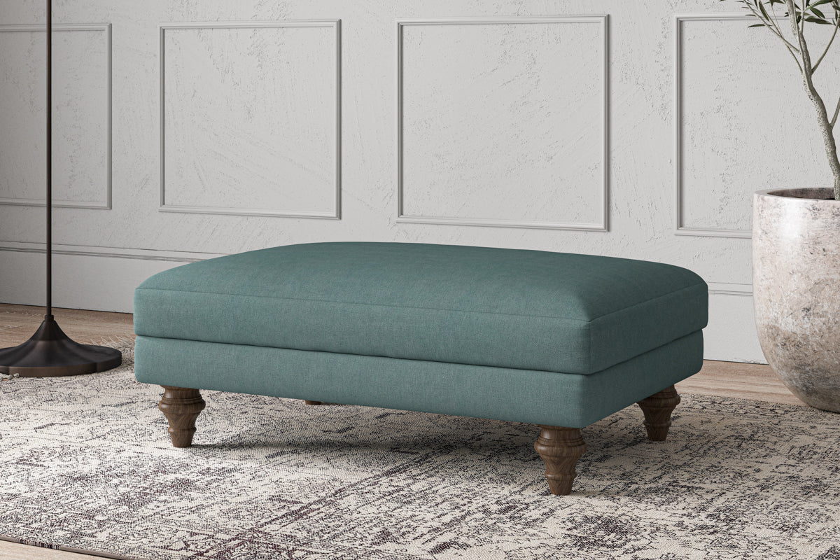 Deni Medium Footstool - Recycled Cotton Airforce