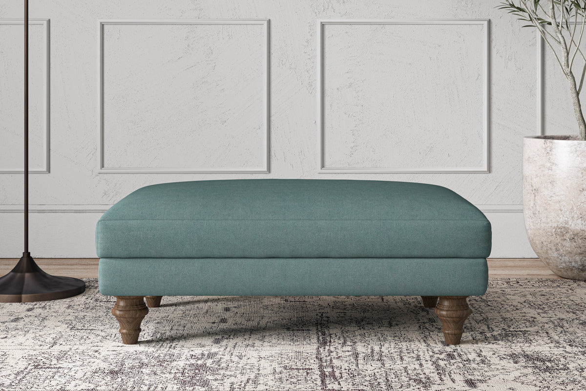 Deni Medium Footstool - Recycled Cotton Airforce