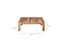 The nkuku Anbarasi Acacia Coffee Table - Natural features a rectangular design with horizontal slats, sturdy legs, and measures 90cm W x 70cm D x 32cm H. Shown on a plain white background with measurement arrows.