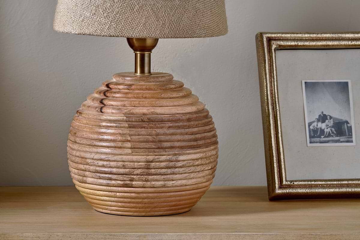 Drisana Mango Wood Bedside Table Lamp